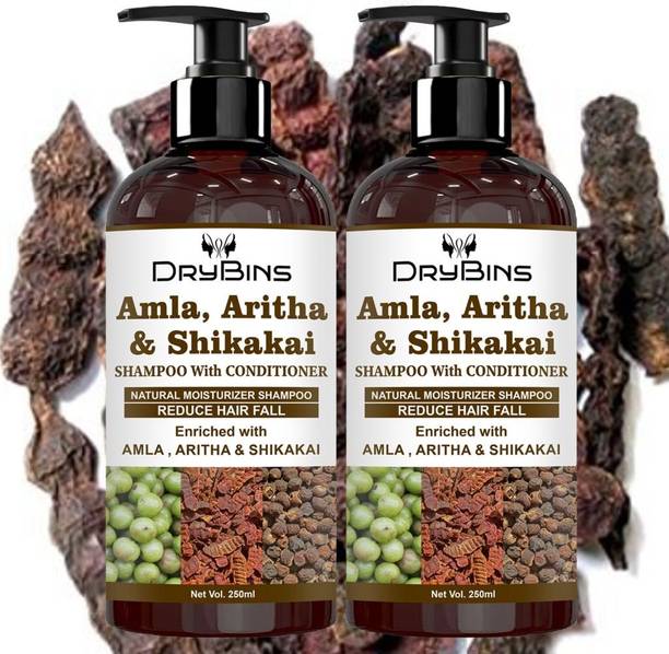DRYBINS 2 in 1 Amla Aritha Shikakai Shampoo + Conditioner for Smooth Shiny Hair
