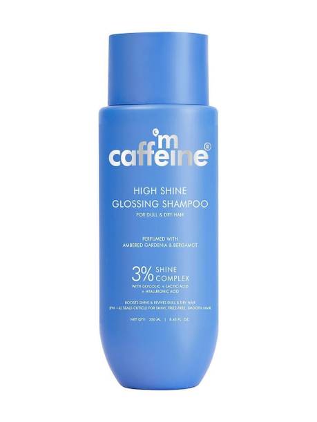 mCaffeine Glossy Hair Shampoo, 3% Shine Complex, Shiny Smooth in 1 Use, 48Hr Frizz Control