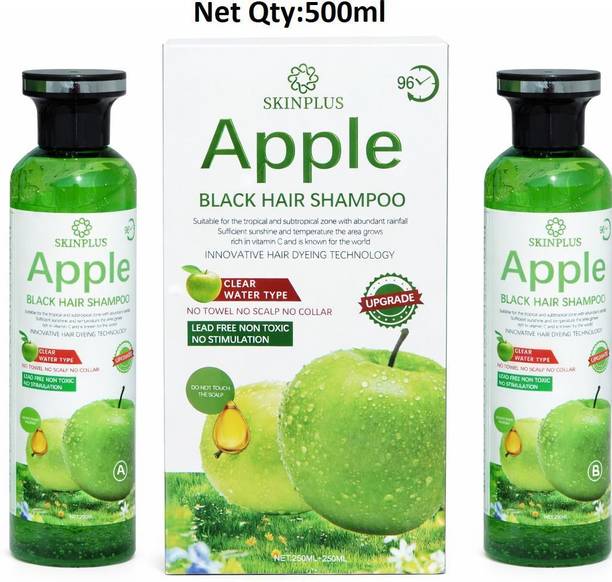 SKINPLUS Apple Black Hair Color Shampoo for Grey & White Hair Coverage in 10 Minutes