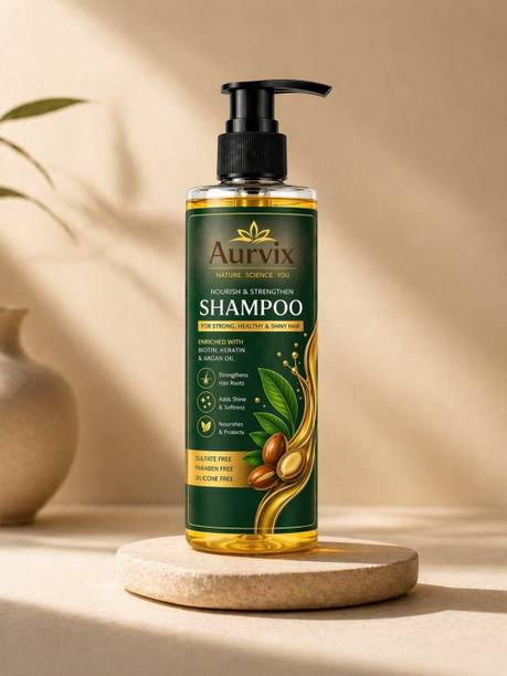 Aurvix Health Shampoo, With 7 Natural Ingredients, Controls Frizz.