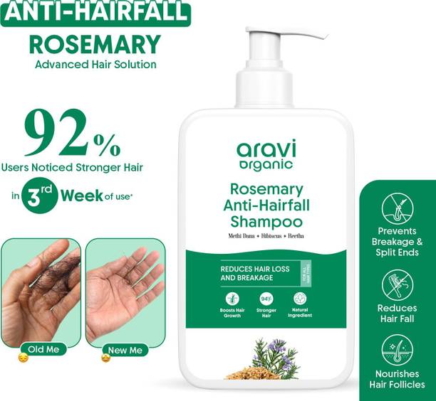Aravi Organic Rosemary Hair Growth Shampoo - Enriched with Methi Dana & Hibiscus