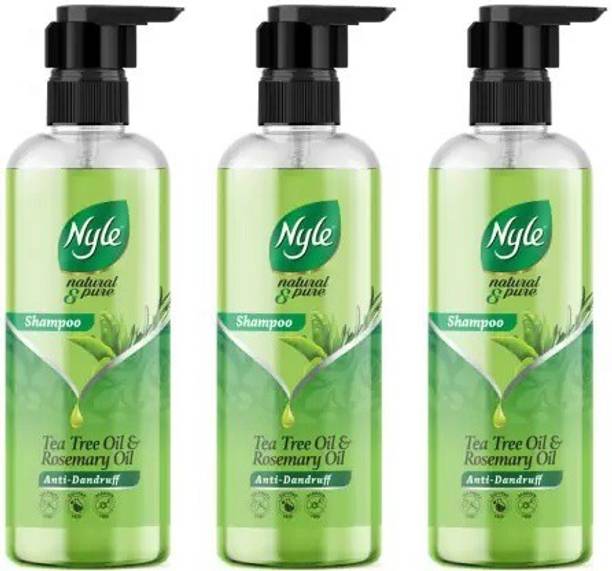 Nyle Natural & Pure Anti Dandruff Shampoo With Tea Tree & Rosemary Oil, 300 ml x 3