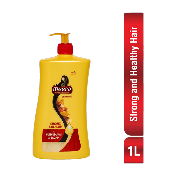 Meera Strong And Healthy Shampoo,With Badam and Kunkudukai,Paraben Free 1000 ml
