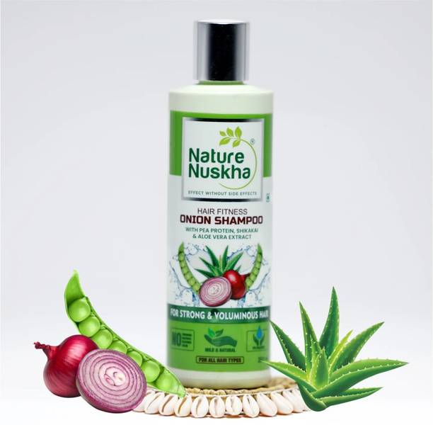 Nature Nuskha Hair Fitness Onion Shampoo with Pea Protein, Shikakai & Aloe Vera Extract