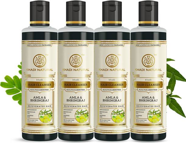 KHADI NATURAL Amla & Bhringraj Cleanser/Shampoo - SLS & Paraben Free (Pack of 4)