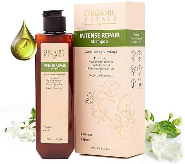 Organic Petals Intense Repair Shampoo With Ginseng, Moringa, Keratin & Biotin