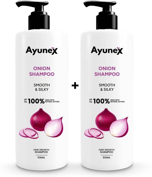 AYUNEX Onion Shampoo with Natural Herbs for Hair Growth, Smooth & Silky
