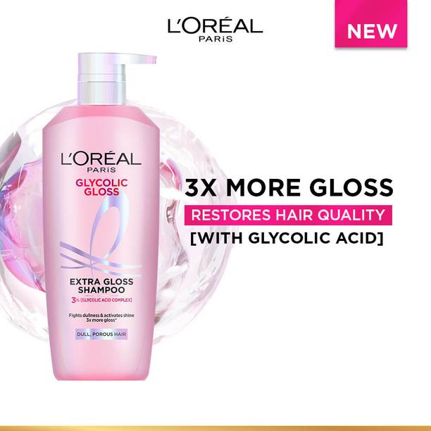 L'Oréal Paris Glycolic Gloss Shampoo, Powered by Glycolic Acid, for Dull Dair, for 3x Shine