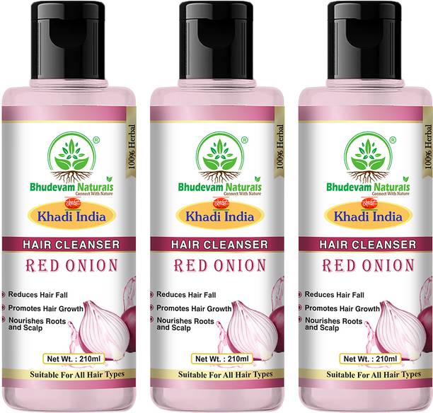 Bhudevam Naturals Khadi Red Onion Shampoo - Promote Hair Regrowth & Shine with Natural Ingredients