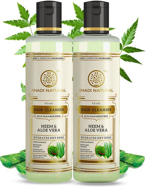 KHADI NATURAL Neem & Aloevera Cleanser/Shampoo - SLS & Paraben Free (Pack of 2)
