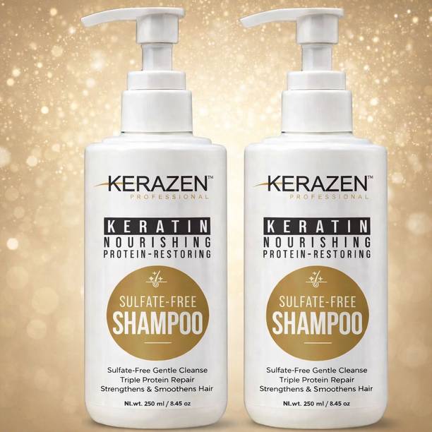 Kerazen Keratin Shampoo Sulfate-Free, Triple Protein Repair for Stronger, Smoother Hair