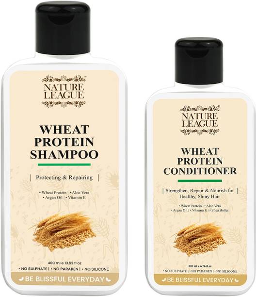 Nature League Wheat Protein, Shampoo + Conditioner Combo Set, Sulphate & Paraben Free
