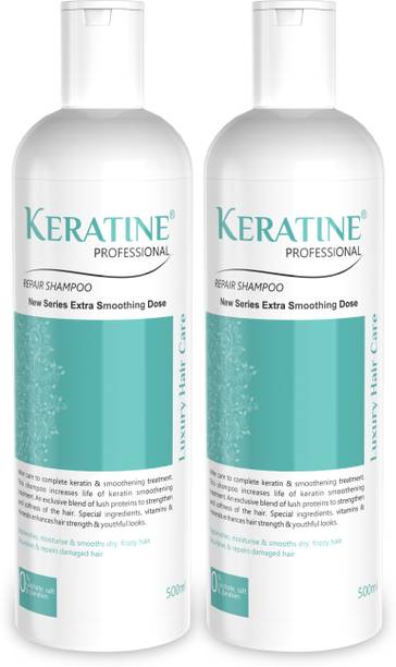 KERATINE PROFESSIONAL Keratin + Smoothing Sulphate Free Shampoo (Pack of 2, 500ML Each)