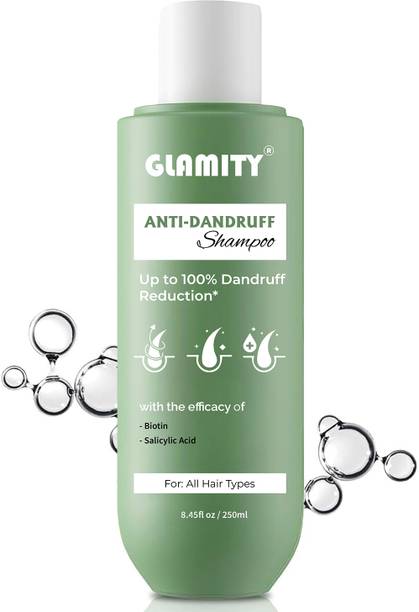 GLAMITY Anti-Dandruff Shampoo - Upto 100% Dandruff Reduction with Salicylic Acid,Biotin.