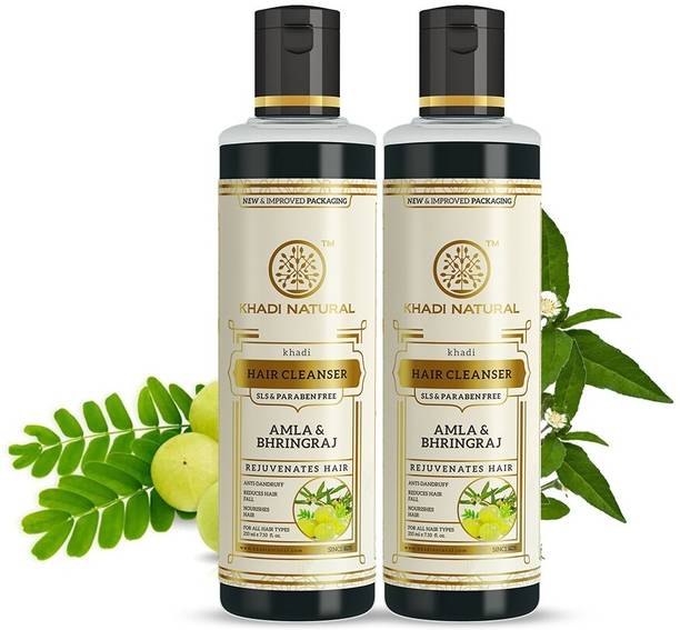 KHADI NATURAL Amla & Bhringraj Cleanser/Shampoo - SLS & Paraben Free (Pack of 2)