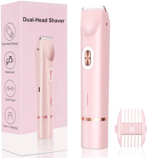 CRAZYABBS 2 in 1 Bikini Trimmer for Women, Dual Head Electric Shaver with IPX7 Waterproof Shaver For Women