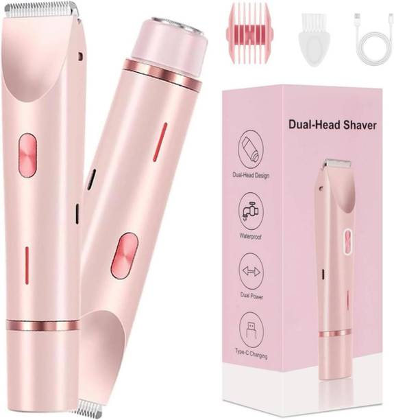 Troliver 2 in 1 Dual Head Waterproof Women Shaver Rechargeable Bikini Trimmer Shaver For Women