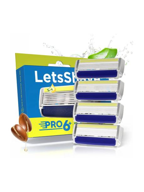 LetsShave Pro 6 Plus Shaving Razor Blades for Men
