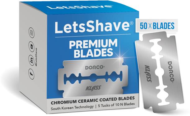 LetsShave Premium Blade, 10 X 5 Blades, Chromium Ceramic Coated Blades