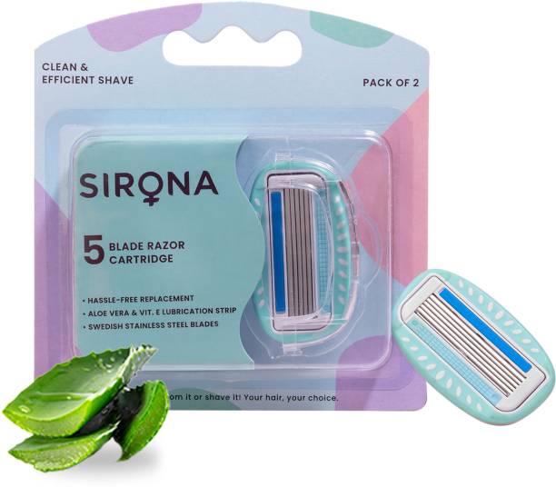 SIRONA Hair Removal Reusable Razor Cartridges/Blades with Aloe Vera Strip