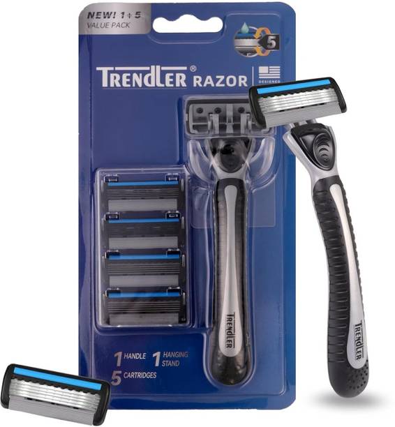 JKICHNM Trendler Razor Set with Handle, 5 Cartridges & Stand for Daily Smooth Shaving, Men