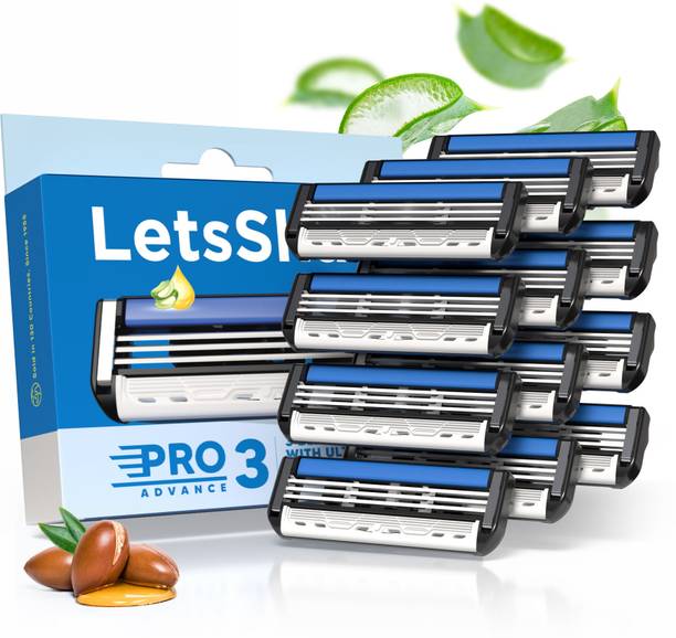 LetsShave Pro 3 Advance Shaving Razor Blade, Lubricating Strip with Aloe Vera & Vitamin E