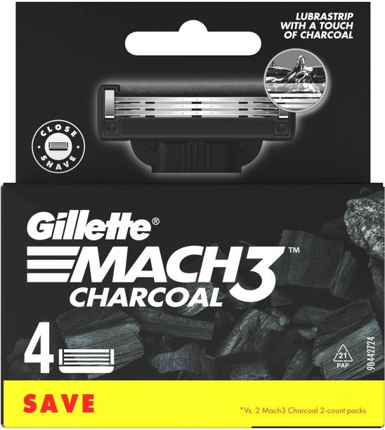 Gillette Mach3 Charcoal Shaving Razor Blades - 4s Pack(Cartridge)
