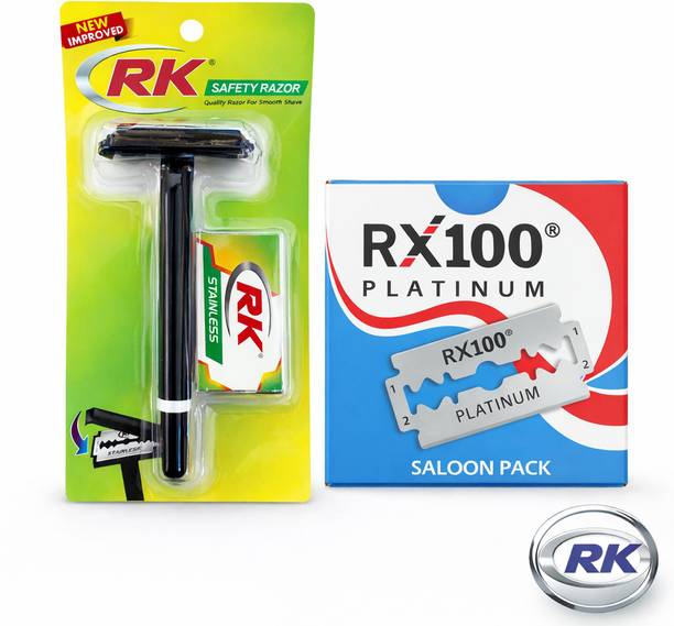 Rk Safety Razor RX100 Combo Pack (1 Razor + 50 Blades)