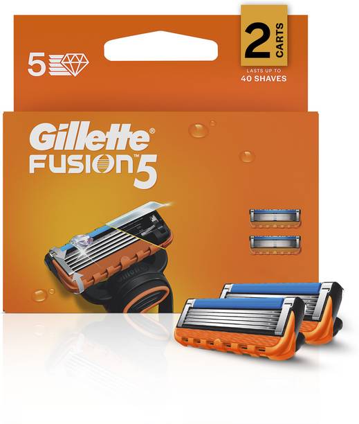 Gillette Fusion, 2 Cartridges, Shaving Razor Blades for Men