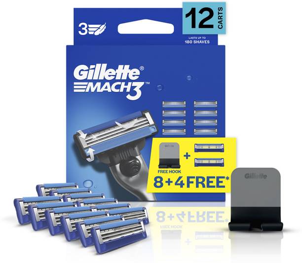 Gillette Mach3, 12 Cartridge, Shaving Razor Blades for Men, Super Value Pack