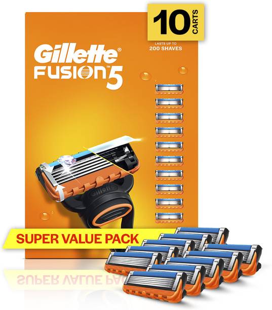 Gillette Fusion, 10 Cartridges, Shaving Razor Blades for Men