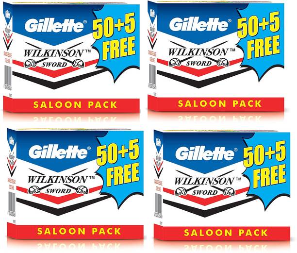 Wilkinson Sword Double Edge Razor Blades (55 In 1) (Pack Of 4) Saloon Pack