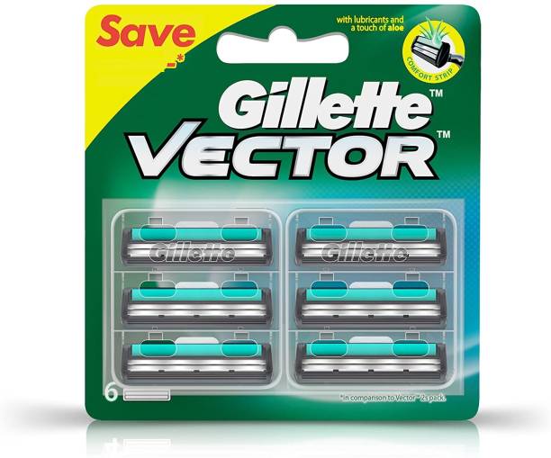 Gillette Vector 2-Bladed Cartridges with Lubrcating Strip