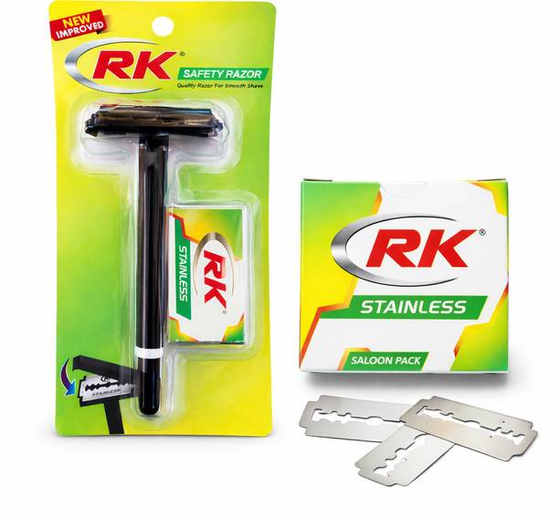 Rk SAFETY RAZOR 1 PACK WITH STAINLESS 50 BLADES 1 PACK (COMBO PACK)