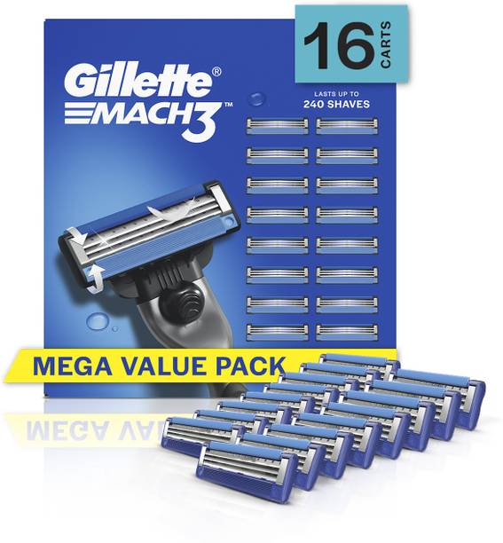 Gillette Mach3, 16 Cartridges, Shaving Blades for Men, Mega Savings Pack
