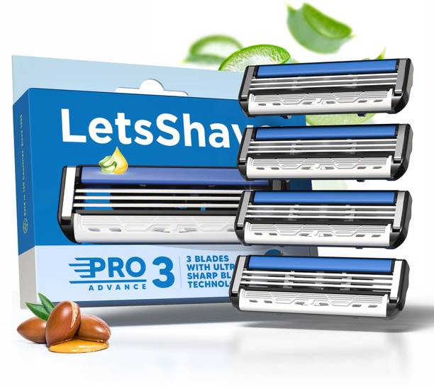 LetsShave Pro 3 Advance Shaving Razor Blade, Lubricating Strip with Aloe Vera & Vitamin E