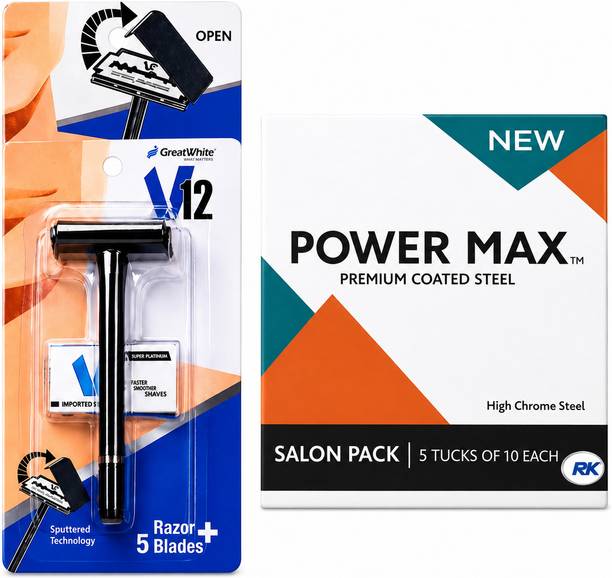 V12 SAFETY RAZOR WITH POWER MAX PREMIUM COATED 50 BLADES