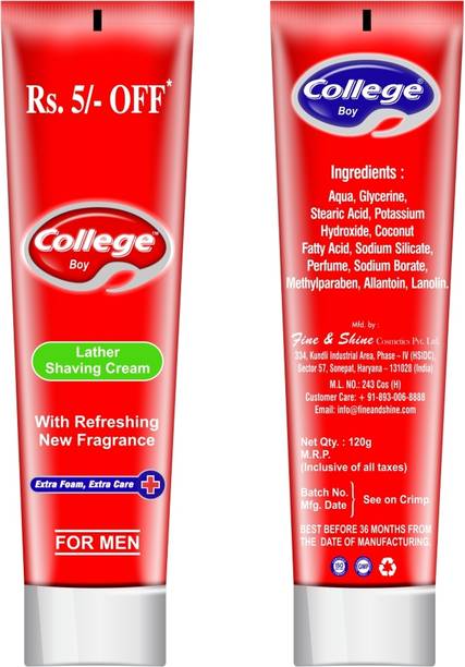 VETONI COLLEGE BOY RED SHAVING Rich Creamy extra gentle fragrance (pack of 5)|600gms|