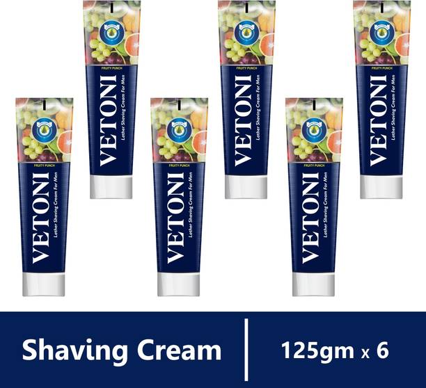 VETONI Shaving Cream with Fruity Punch| With Vitamin-E, Fresh Scent |(125g) Pack of 6