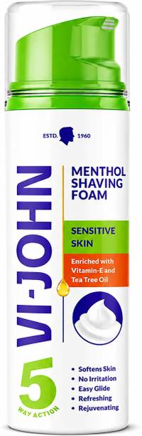 VI-JOHN Classic Menthol Shave Foam for Sensitive Skin with Tea Tree Oil (200 GM) (Pack of 1)