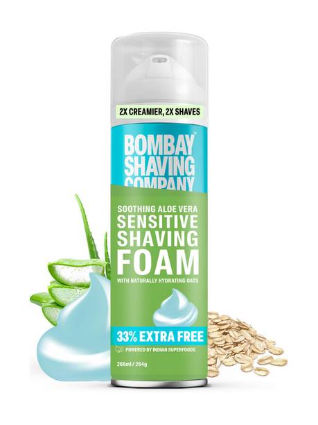 BOMBAY SHAVING COMPANY Sensitive Shaving Foam, 226 ml (33% Extra) with Aloe Vera & Oats