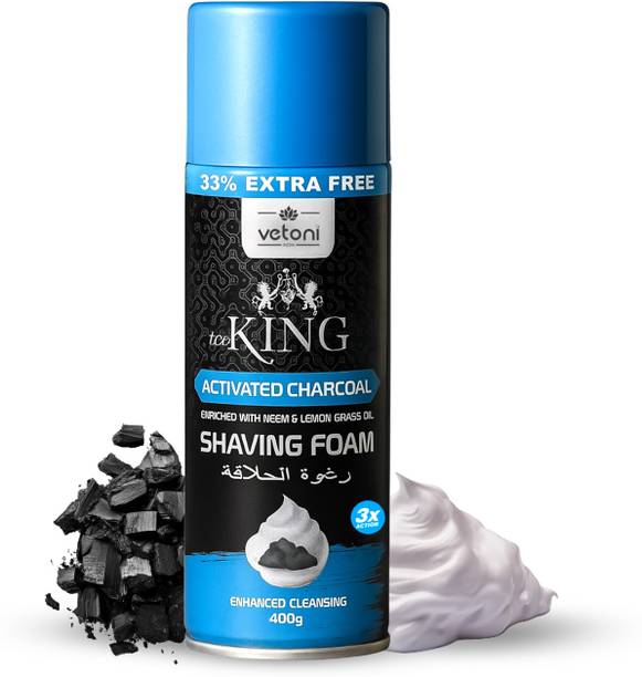 VETONI Ice King No.1 Activated Charcoal Shaving Foam with Neem & Lemongrass