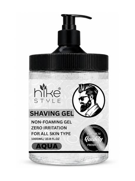 HIKE STYLES Shaving Gel Transparent 1Kg , Non Foaming Shaving Gel With Pump 1000ml (AQUA)