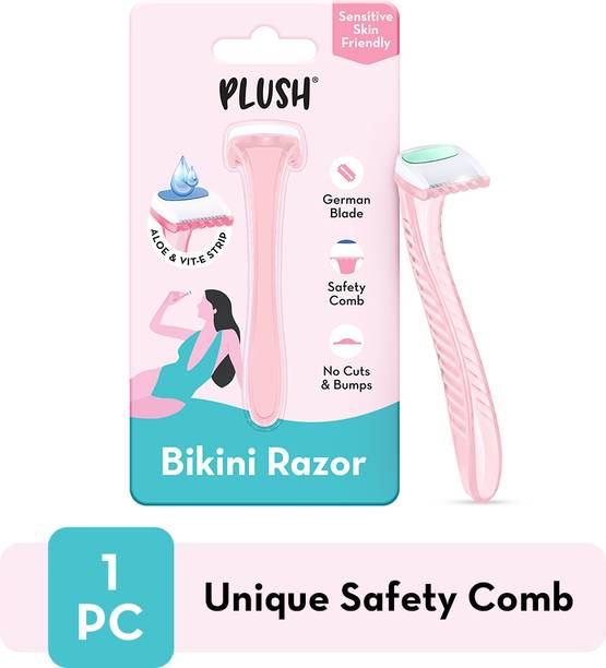 PLUSH Reusable Bikini Razor (1 Pc) For Safe & Gentle Shave | With Lubricating Strips, Women