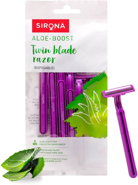 SIRONA Aloe-Boost Twin Blade Disposable Body Hair Removal Razor for Women