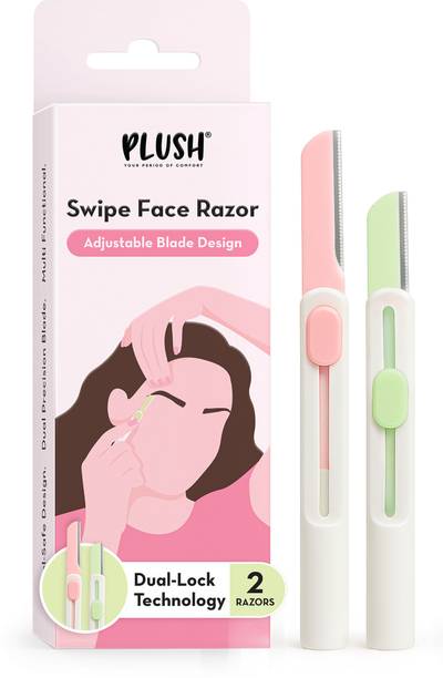 PLUSH Swipe Reusable Face Razor | Pack of 2, Instant & Painless Hair Removal, Women