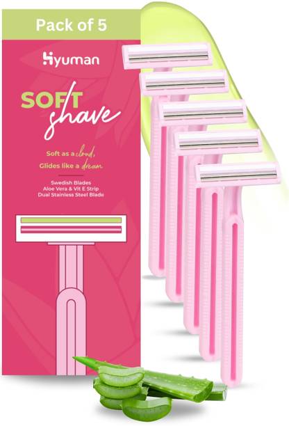Hyuman SoftShave Body Shaving Razor Hair Removal Razor, Aloe Vera & Vit E Strip, Women