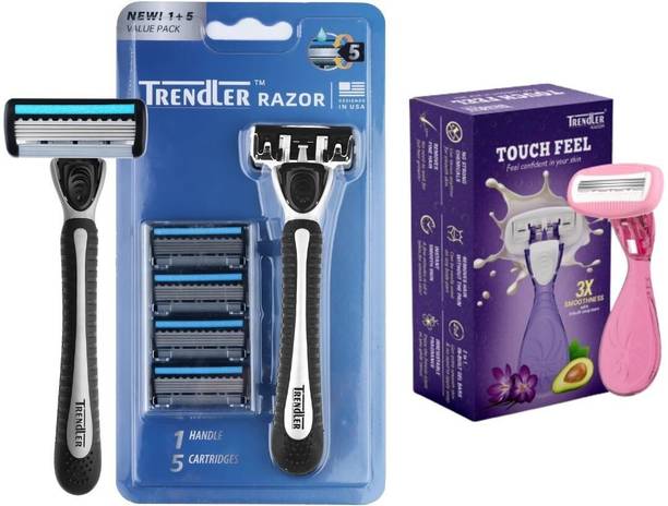 TRENDLER Touch Feel Razor for Women's Hair Removal With 5Blade Men shaving Razor, Men & Women