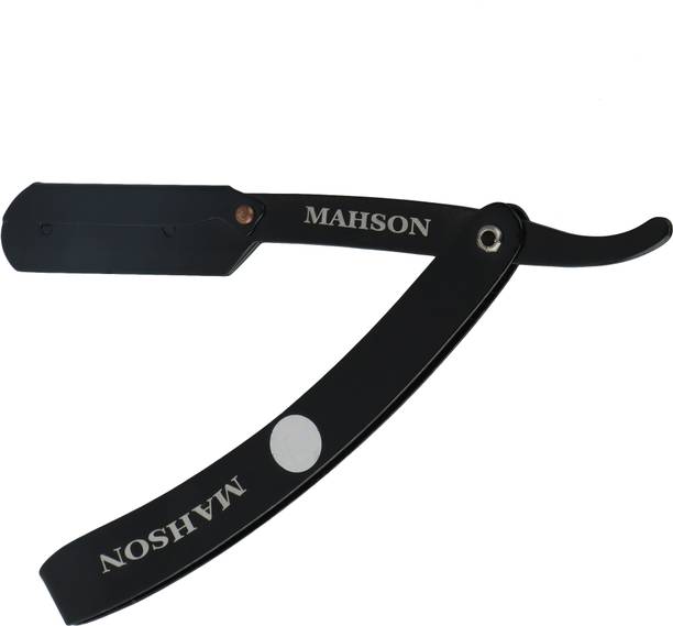 MAHSON Professional Stainless Steel Straight Barber Folding Hair Salon Razor, Men