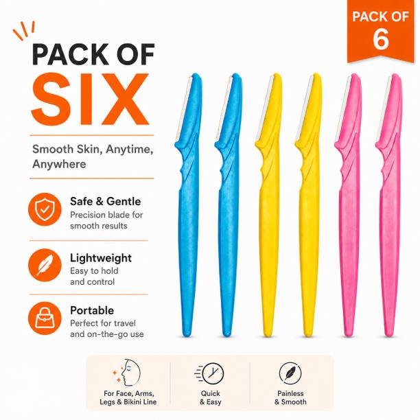 Wistora Enterprises Multipurpose Face & Eyebrow Razor Set of 6 Precision Hair Removal Blades, Men & Women